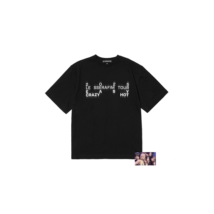 完璧すぎて可愛げがない LE SSERAFIM] 2025 TOUR : EASY CRAZY HOT : S/S T-Shirt (Black アイドル
