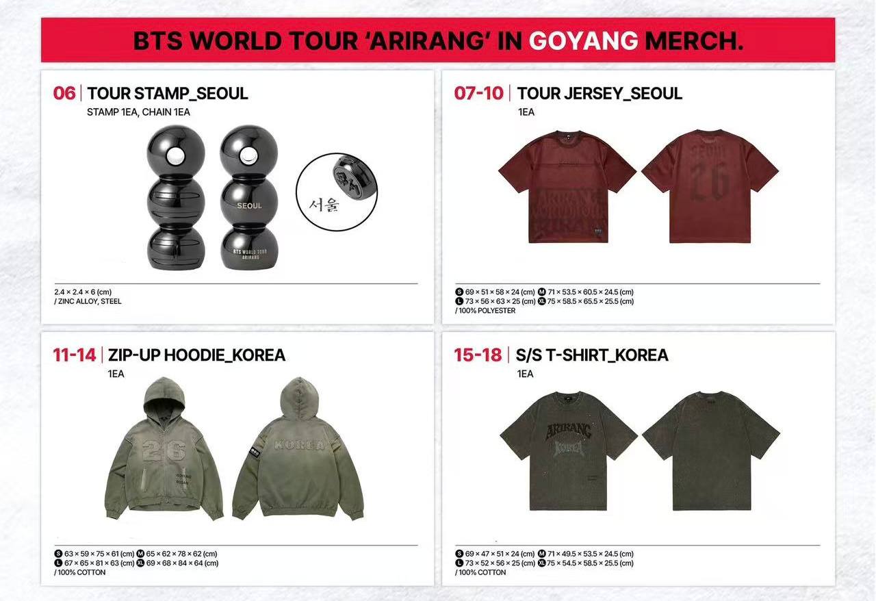 BTS ARIRANG　T-SHIRT_KOREA　GOYANG BTS WORLD TOUR 'ARIRANG' IN GOYANG Official Merchandise MD S/S T