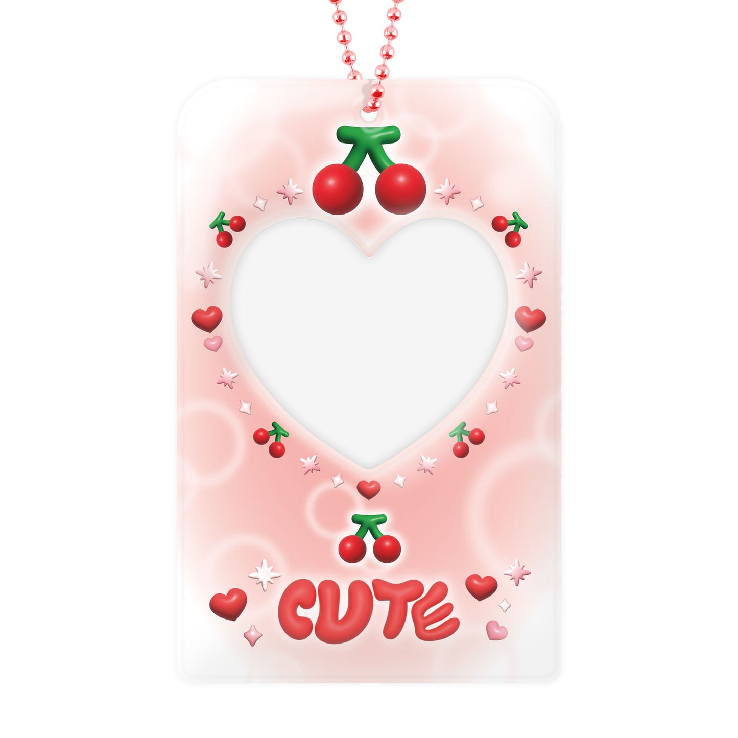 Red Cherry Heart Photocard Holder Keyring