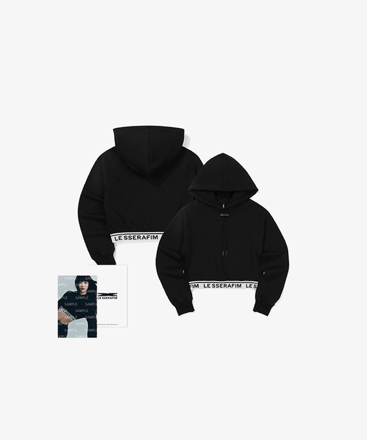 [LE SSERAFIM] 2023 S/S Pop Up : Crop Hoodie (Black)