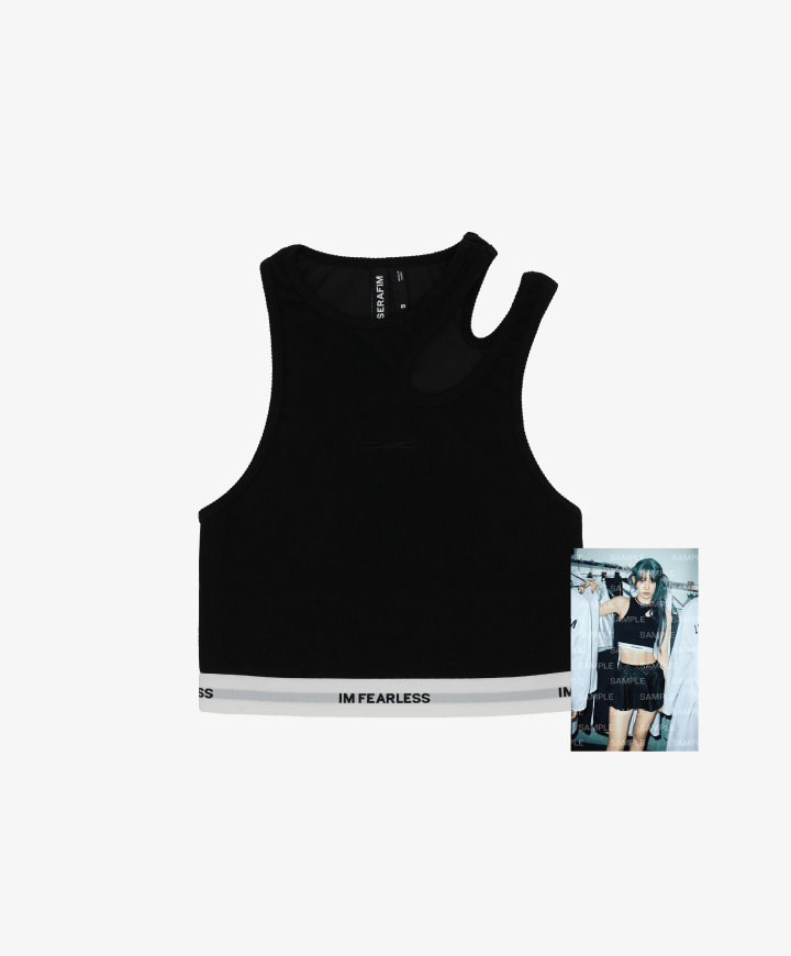 [LE SSERAFIM] Cut Out Neck Bra Top (Black)