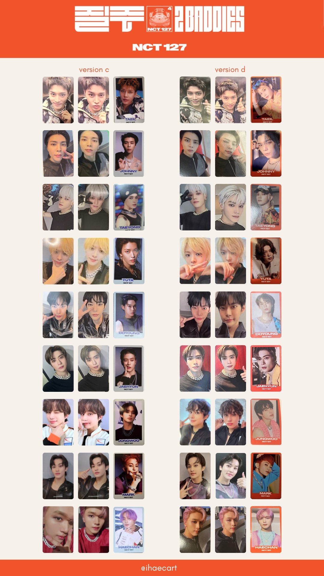 [NCT] NCT 127 : 2 Baddies : Random Trading Card Set (Version C/D)