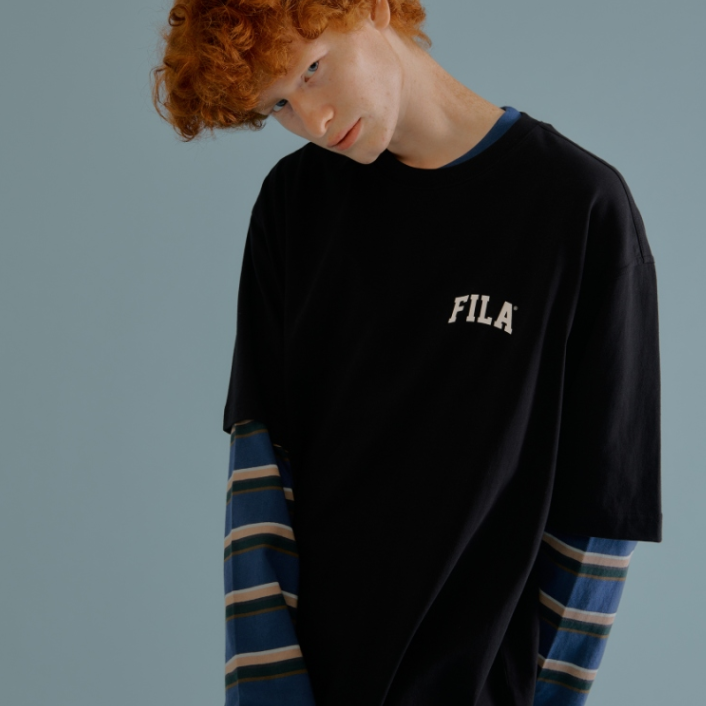 [FILA] New Prep Small Arch Logo Loose Fit Short Sleeve T-Shirt