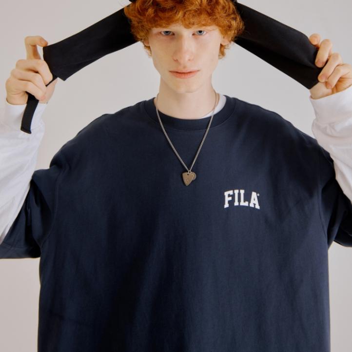 [FILA] New Prep Small Arch Logo Loose Fit Short Sleeve T-Shirt